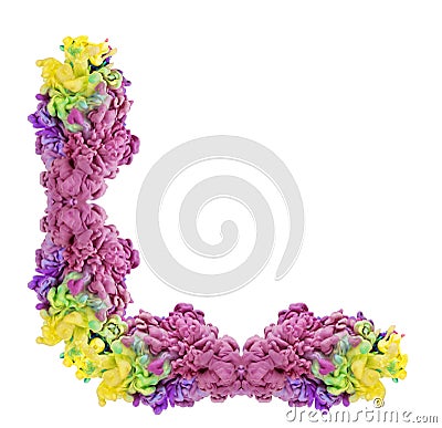 Frame with multicolored ink drop swirling in water. Stock Photo