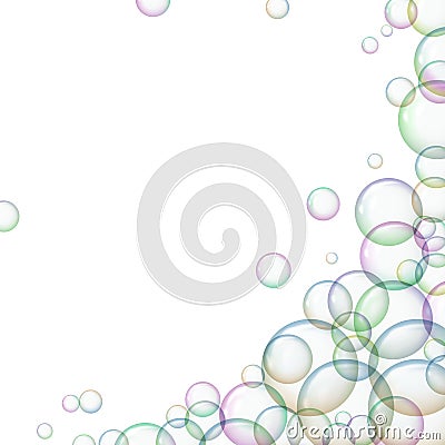 Frame with multicolored soap bubbles. Vector Illustration