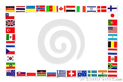 Frame of national flags the different countries of the world isolated Stock Photo