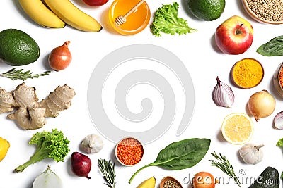 Frame with natural products as home remedies for asthma Stock Photo