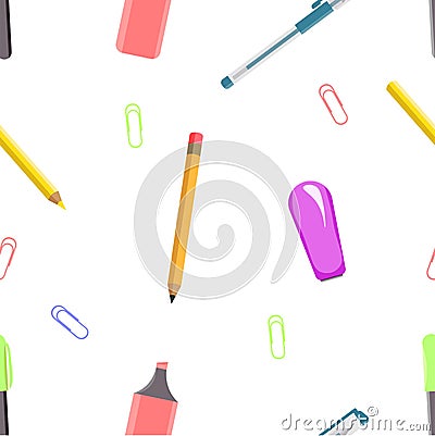 Seamless pattern of office tools Stock Photo