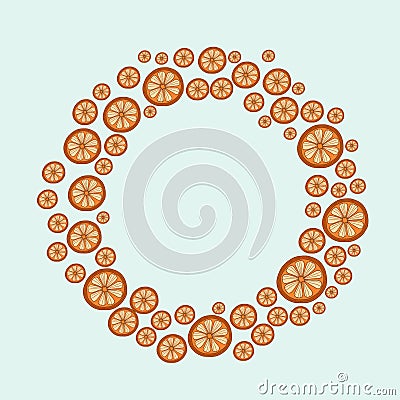 Frame of oranges. Vector color frame made of fruits Stock Photo