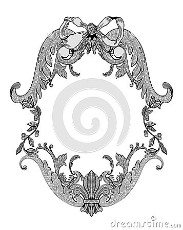 Frame ornamental decorative baroque elegant. Suitable for wedding invitations, postcards and other projects Cartoon Illustration