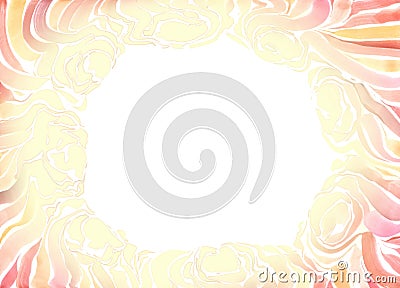 Frame with painted watercolor yellow flowers on a white background. Stock Photo