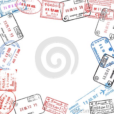 Frame from passport visa stamps Stock Photo