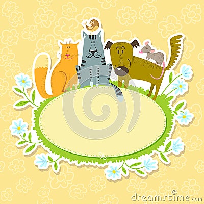 Frame with pets Vector Illustration