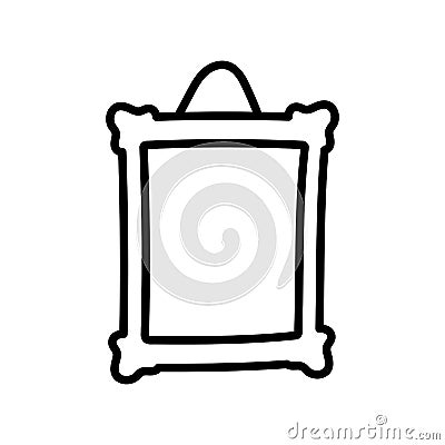 Frame photo hanging empty icon thick line Vector Illustration