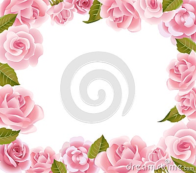 Frame from pink roses Vector Illustration