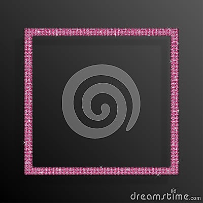 Frame Pink Sequins Square. Glitter, sparkle. Vector Illustration