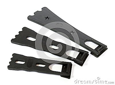 Black plastic frame stand. Stock Photo