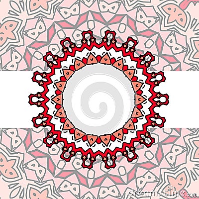 Frame red mandala Vector Illustration