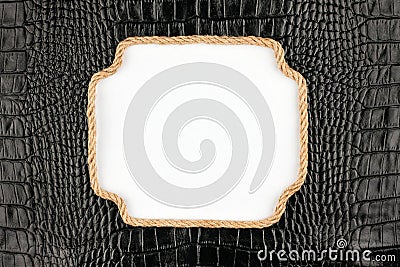 Frame of rope, lies on a background of a black Stock Photo