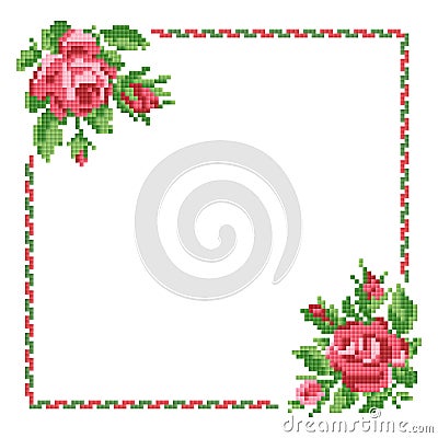 Frame of roses, lappet Vector Illustration