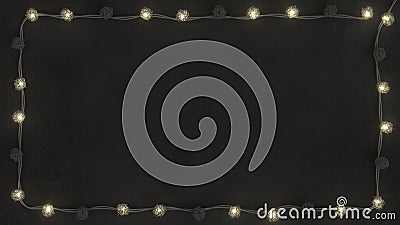 Frame of rotang string lights 3D render Cartoon Illustration