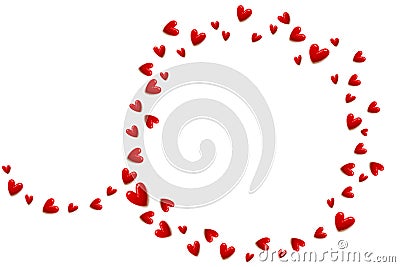 Frame of round red hearts on white color background and copy space Stock Photo