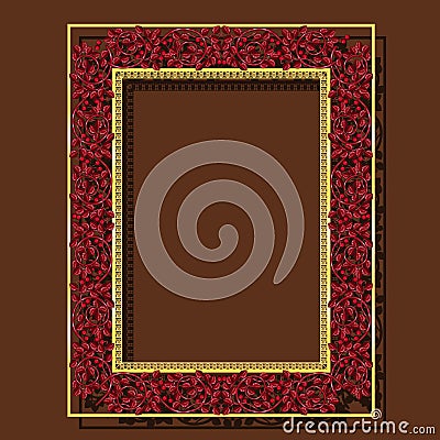 Frame ruby color with shadow Vector Illustration