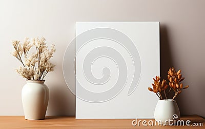 Frame of Serenity Photo of Empty Frame with Cup. Generative Ai Stock Photo