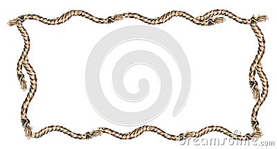 Frame of ship rope watercolor illustration isolated on white background. Lasso,navy rope, nautical style hand drawn Cartoon Illustration