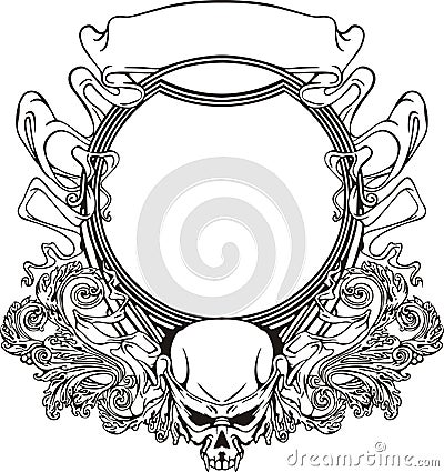 Frame with skull in Art Nouveau style Vector Illustration