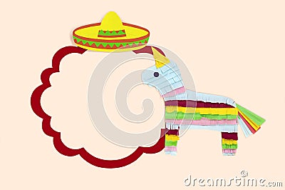 Frame with sombrero and pinata for Cinco de Mayo Stock Photo