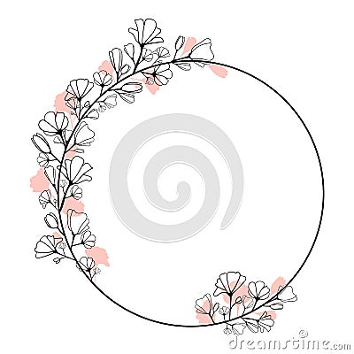 Frame Spring flowers sakura graphics Line vector Vector Illustration