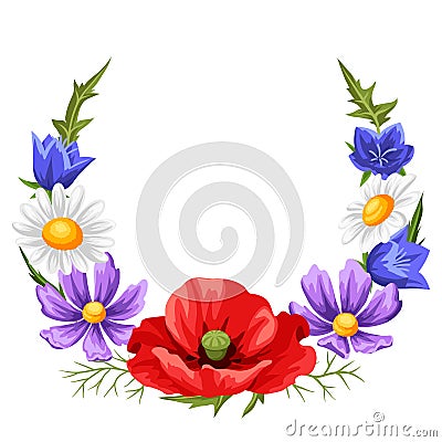 Frame with summer flowers. Vector Illustration