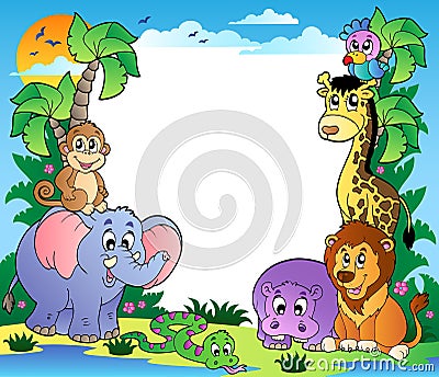 Frame with tropical animals 2 Vector Illustration