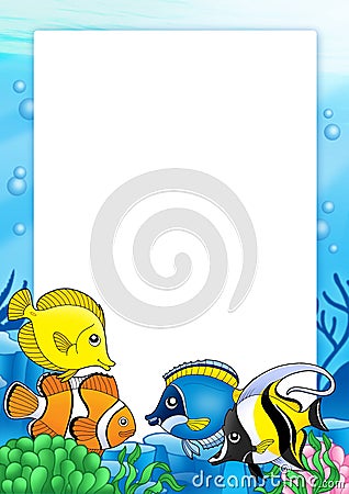 Frame with tropical fishes 1 Cartoon Illustration