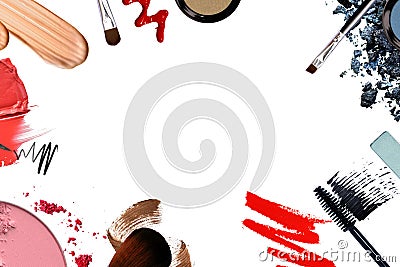 Frame of various decorative cosmetic for promotion beauty concept Stock Photo