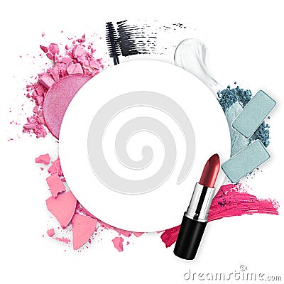 Frame of various decorative cosmetic for promotion beauty concept Stock Photo