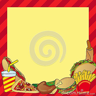 Frame with various fastfood meal Vector Illustration