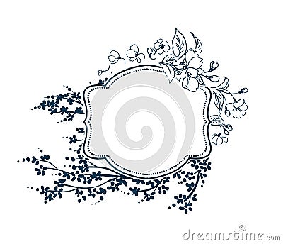 Frame vector background victorian flower sakura blossom Stock Photo