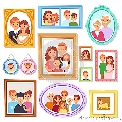 Frame vector framing picture or family photo on wall for decoration illustration set of vintage decorative border for Vector Illustration