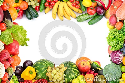 Frame of vegetables and fruits Stock Photo