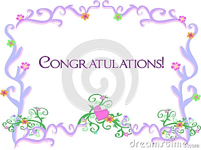 Frame of Vines with a Congratulations Greeting Vector Illustration