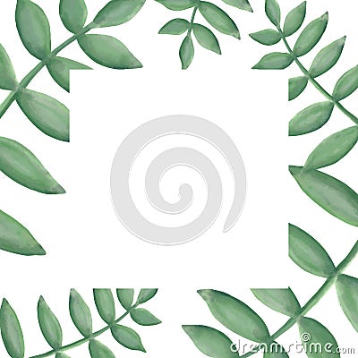 Frame watercolor plant card Vector Illustration