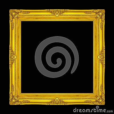 Frame wooden Carved pattern isolated on a black background. Stock Photo
