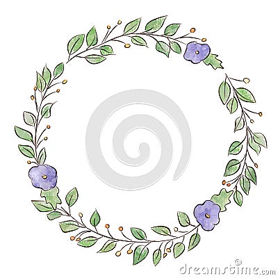 Frame, wreath, plant motifs Cartoon Illustration
