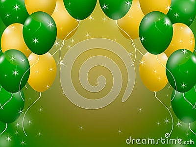 Frame of yellow and green balloons. Stock Photo