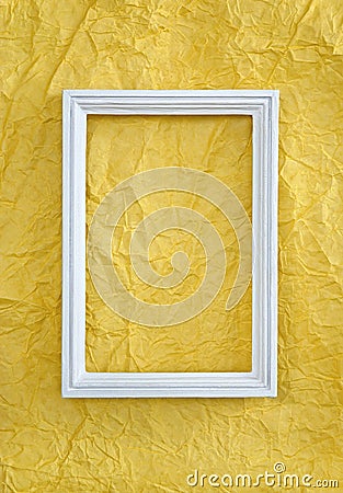 Frame on yellow wrinkled paper Stock Photo