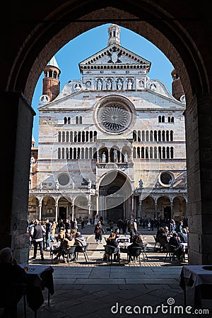 Framed ancient Cathedral of Cremona Editorial Stock Photo