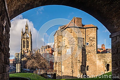 Framed Black Gate and St Nicholas Cathedral Stock Photo