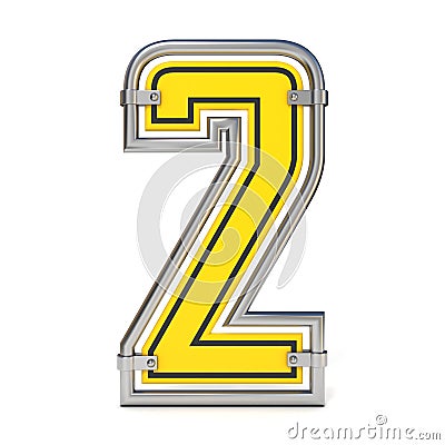 Framed traffic road sign FONT number 2 3D Cartoon Illustration