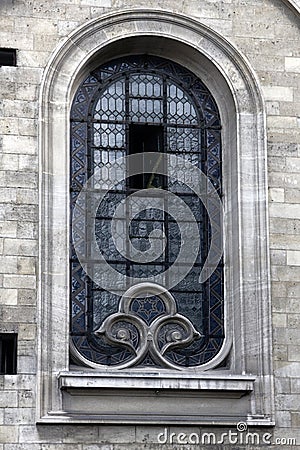 Framed window in medieval and classical architecture Stock Photo