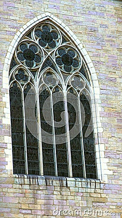 Framed window in medieval and classical architecture Stock Photo