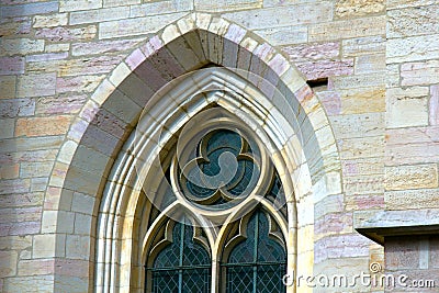 Framed window in medieval and classical architecture Stock Photo