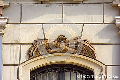 Framed window in medieval and classical architecture Stock Photo