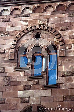 Framed window in medieval and classical architecture Stock Photo