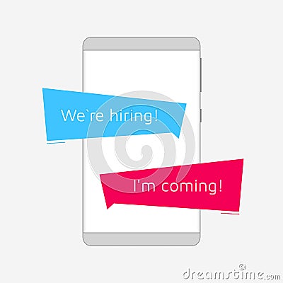 Frameless Smartphone with chat messages. Use as a template. Vector Illustration