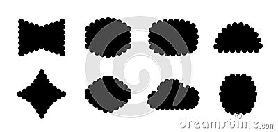 Frames Scalloped Vector Corrugated Shapes Set. Scallop Color Frame Wavy Retro Stickers Collection. Zig Zag Edge Vector Illustration